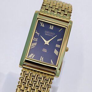 New Stock - SEIKO TANK SLIM Quartz Roman Blue Dial Men's Japanese GP Wristwatch